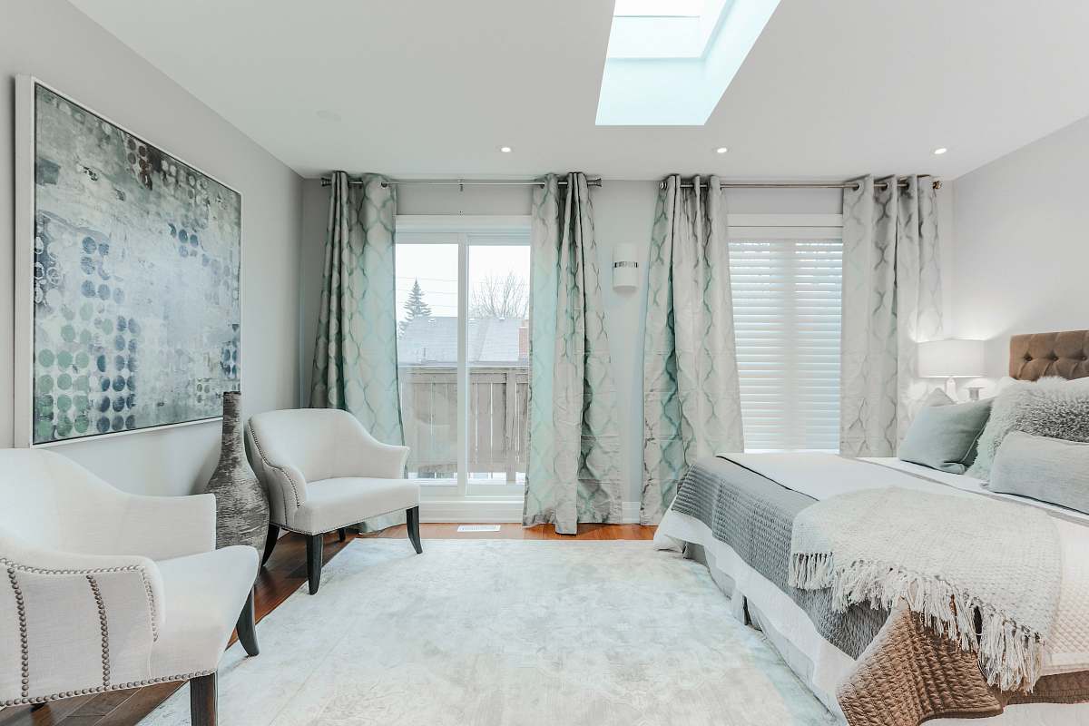 window open window curtain in room bed